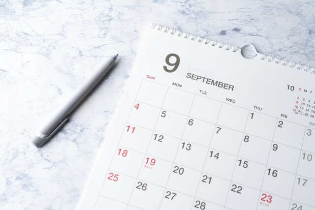 9月のカレンダー